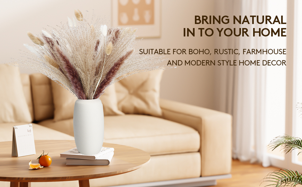 dried pampas grass decor boho flowers shelf centerpiece bunny tails wedding bouquet Dried Eucalyptus