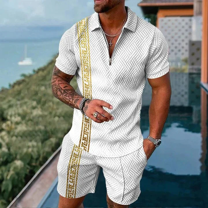 Contrast color casual polo shirt vintage suit