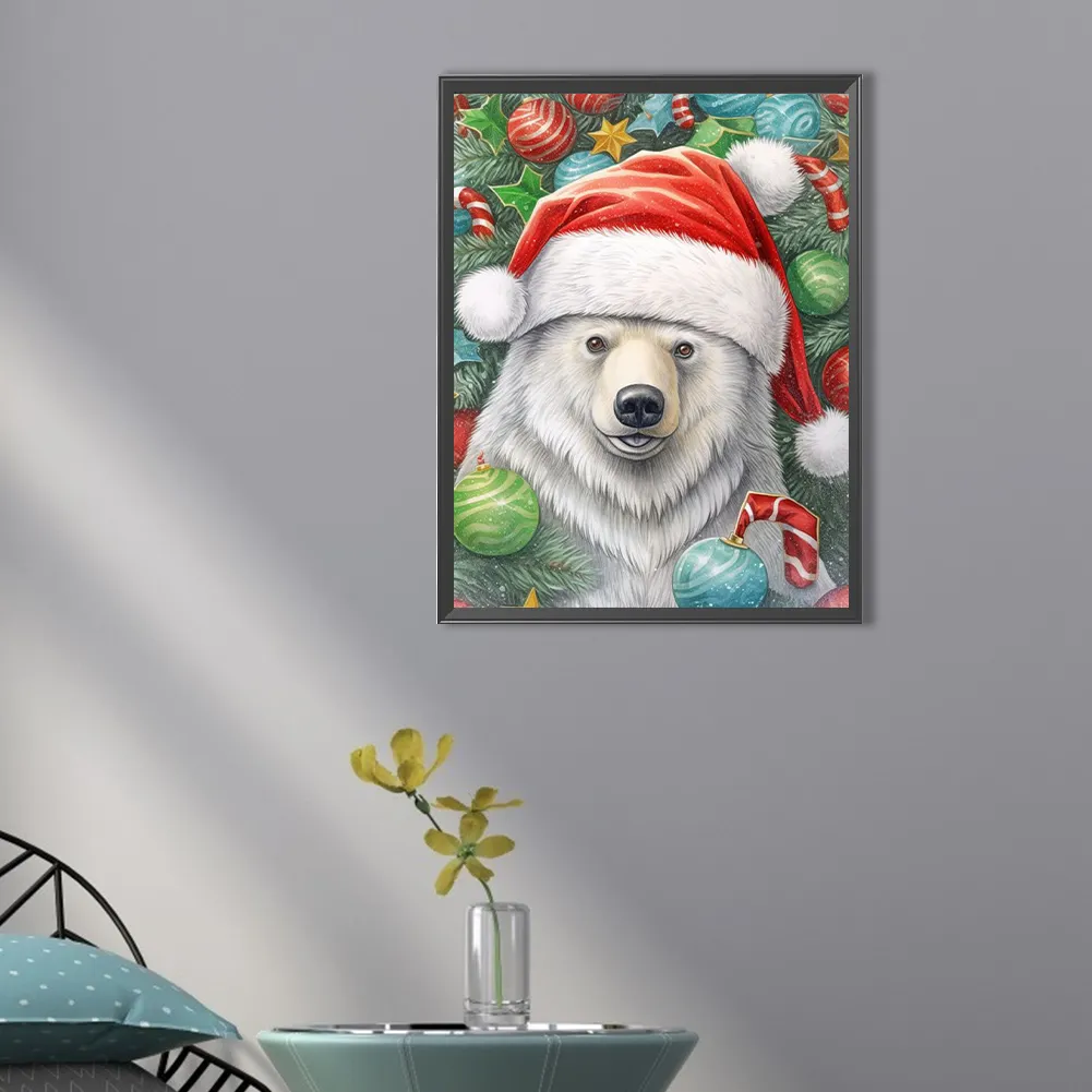 Partial AB Diamond Painting - Full Square Drill - Xmas Bear(Canvas|35*45cm)