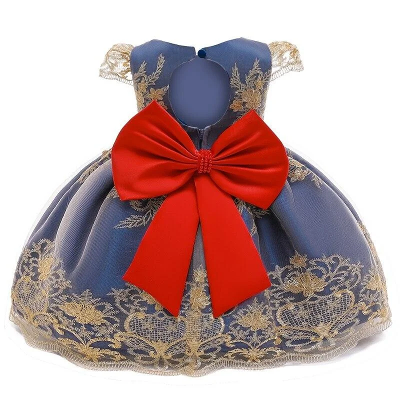 Girls Dress Lace Pageant Frock Prom Gown Flower Beading Princess Dress 1-10Y Kids Clothing Elegant Children Birthday Party Dress