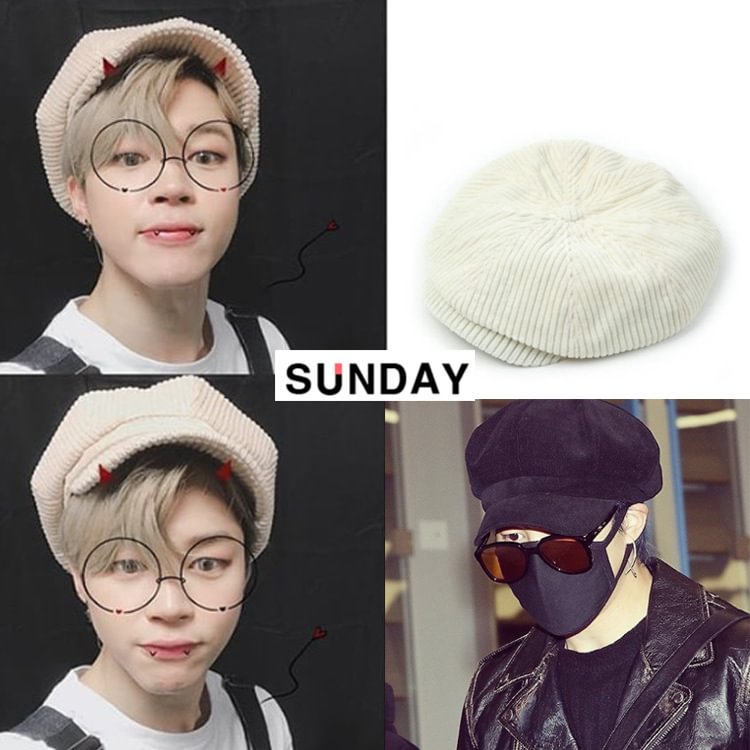 BTS Jimin Same Corduroy Beret Cap