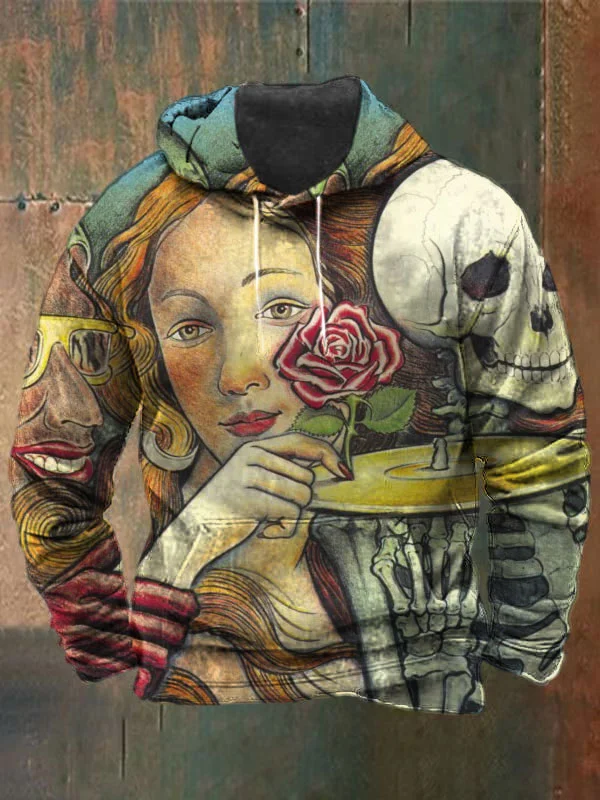 Unisex Skull Print Heavyweight Hoodies