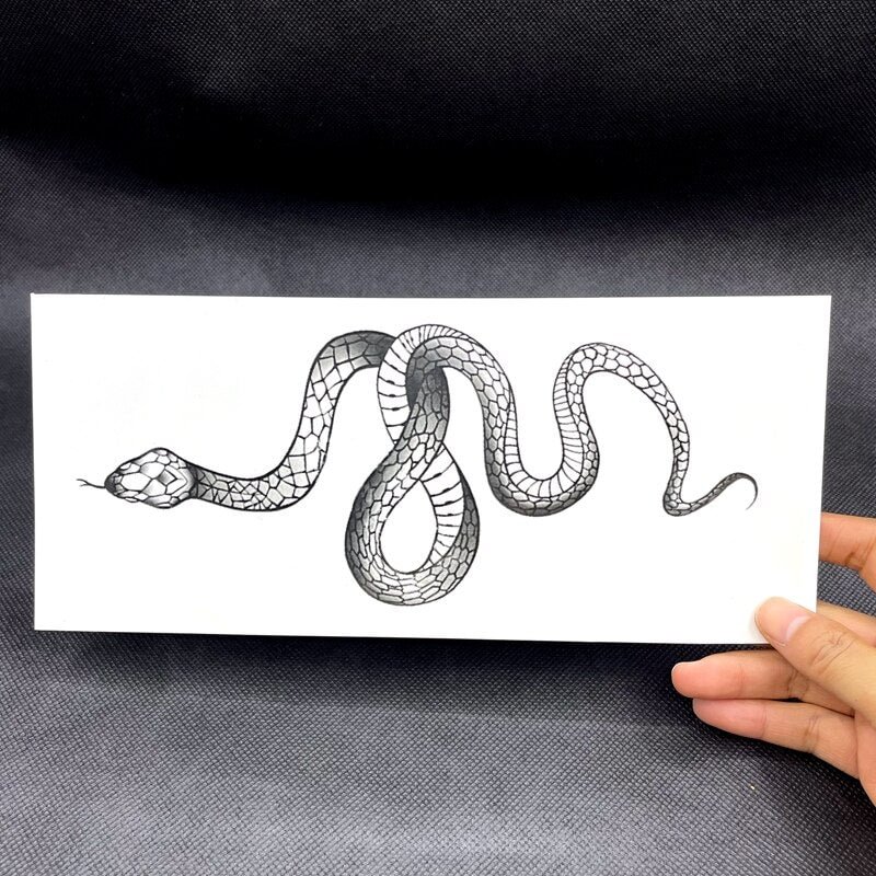 Black Snack Temporory Tattoos Big Size Waterproof Arm Hands Body Art Men Women Fake Tattos Flash Decals Tatoos Water Transfer