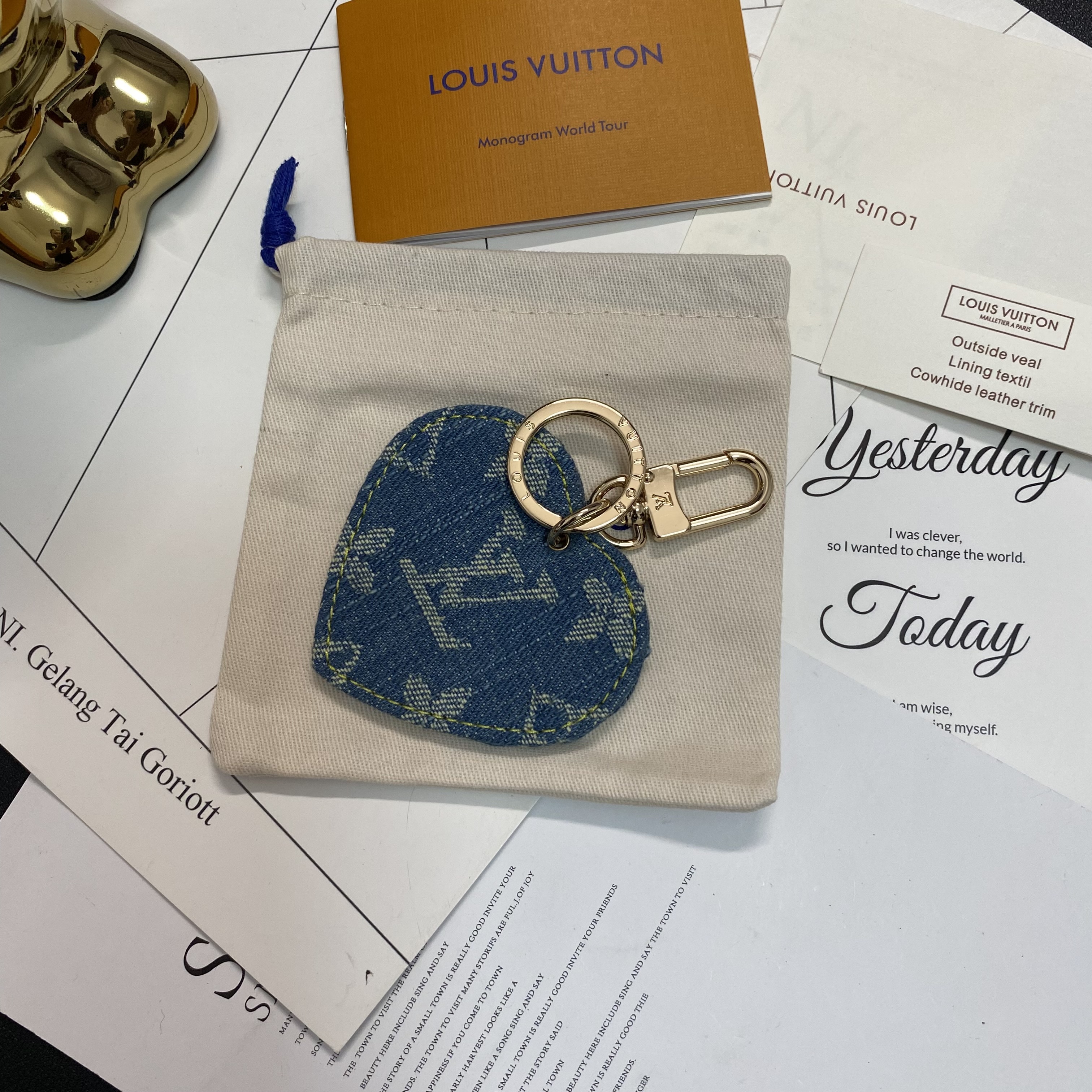 Embroidered Monogram LV Canvas Keychain Cute Accessories