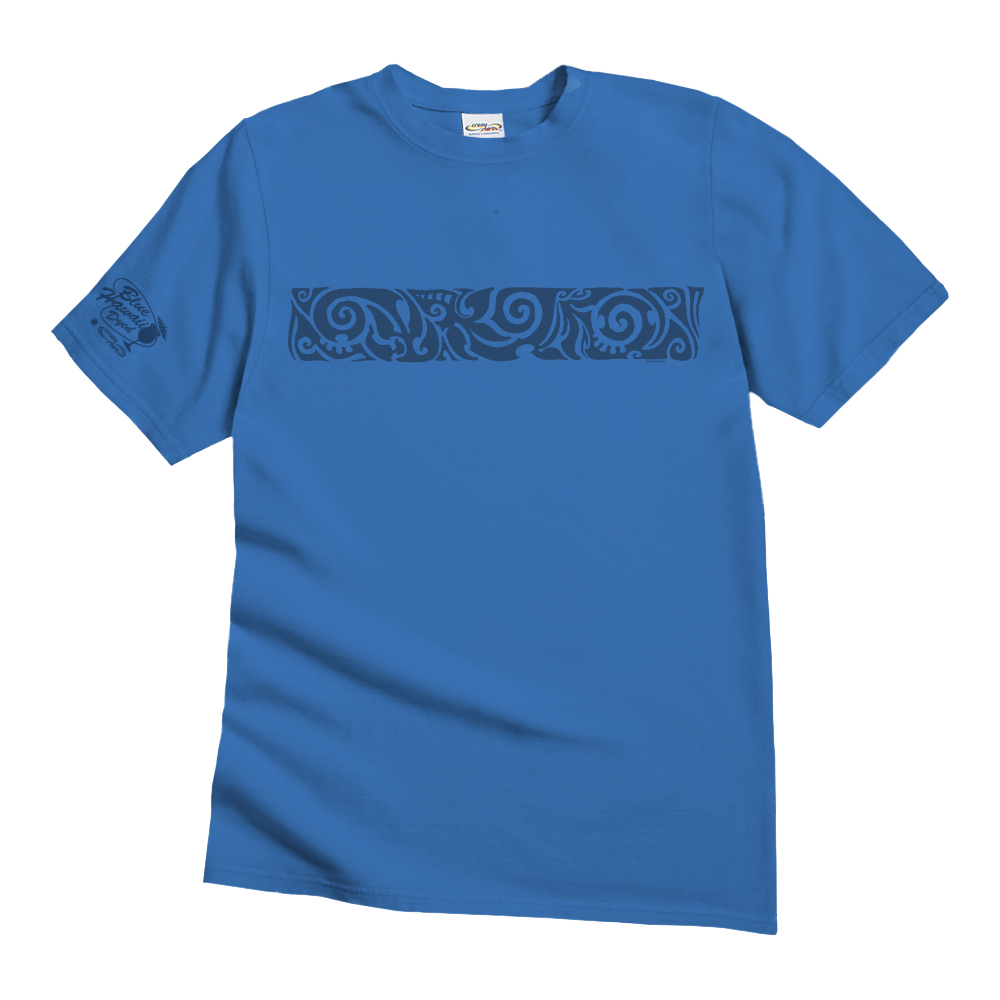  Vibrant Blue T-Shirt with Intricate Tribal Design for Casual Wear