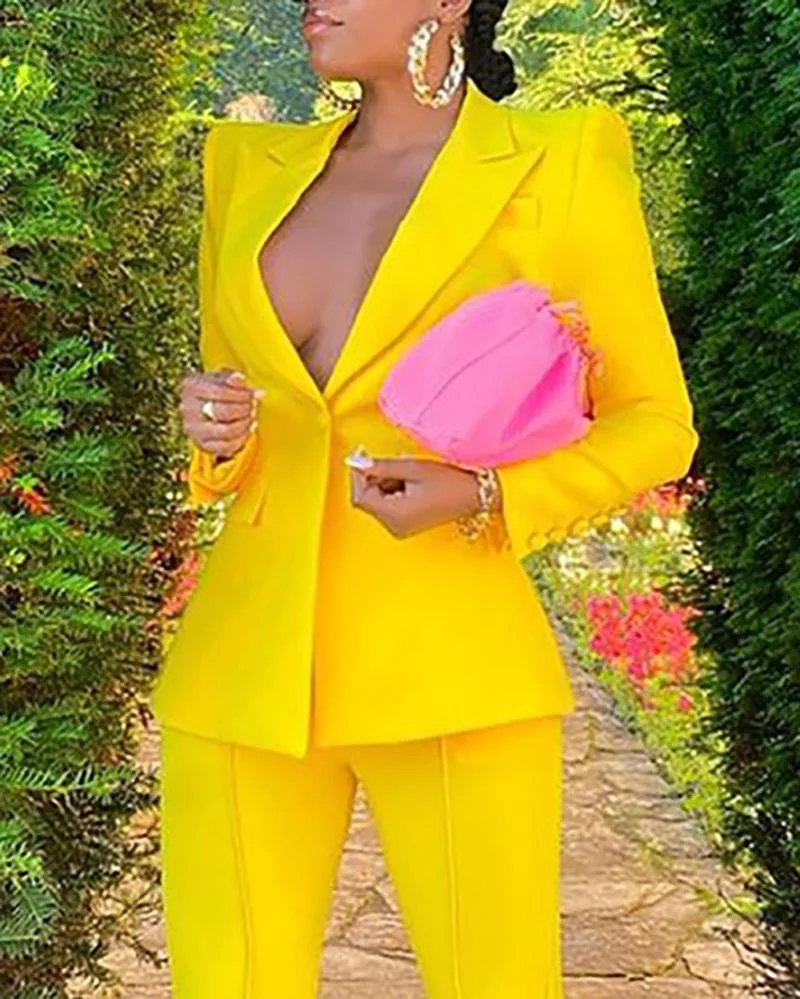 Long-sleeved blazer & trousers two-piece set