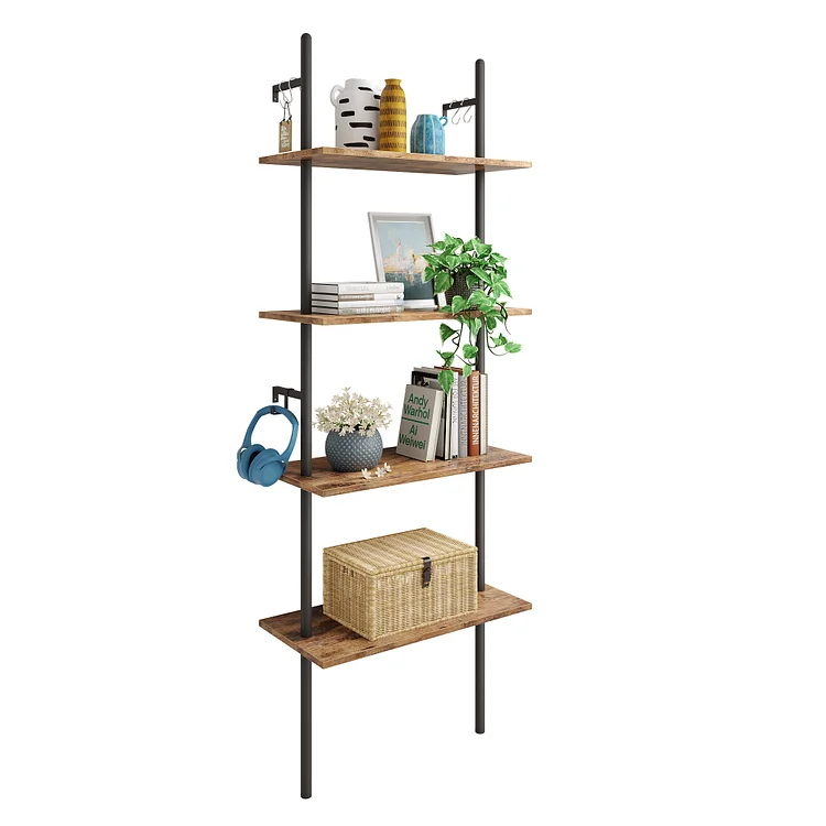 Bestier 65.3''H Steel Ladder Bookcase