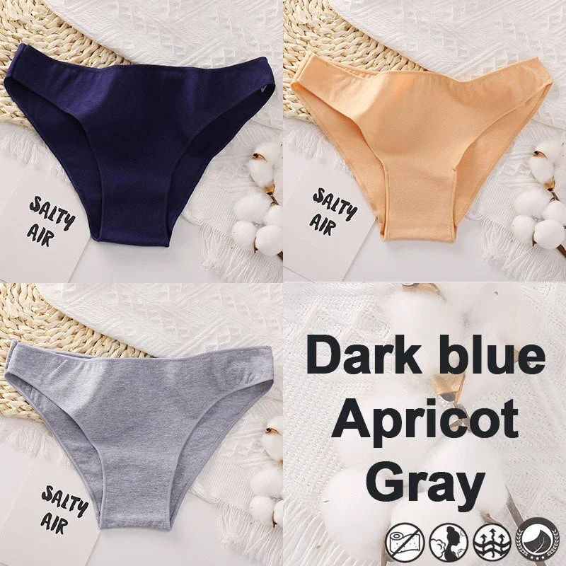3PCS/Set Women's Panties Bikini Briefs Cotton Underwear Sexy Lingerie M-XXL Panties Female Underpants Solid Color Girls Pantys