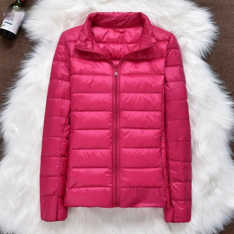 Ailegogo New Autumn Women Ultra Light Down Jacket 90% White Duck Down Hooded Coat Warm Coat Parkas Female Portable Outwear