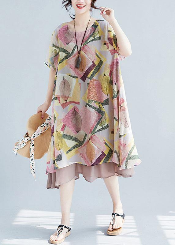 VCSHOES o neck large hem clothes Neckline floral Dresses