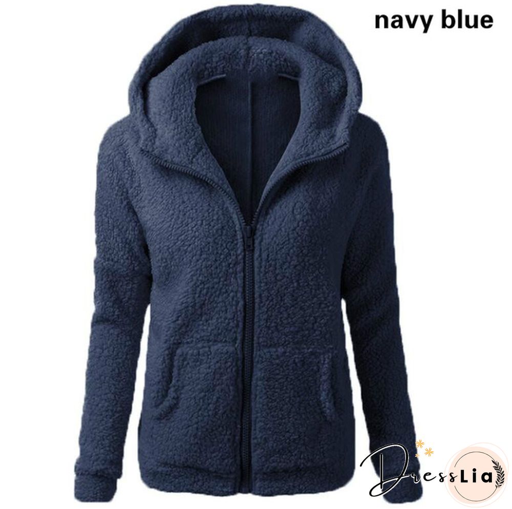 Woman Clothes Warm Autumn Winter Thicken Fleece Coat Zip Up Hooded Slim Parka Jacket Overcoat Woman Hoodie Plus SizeS-5XL
