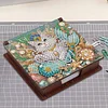 Wooden DIY White Cat Diamond Painting Kit Note Box with 160 Papers for Office