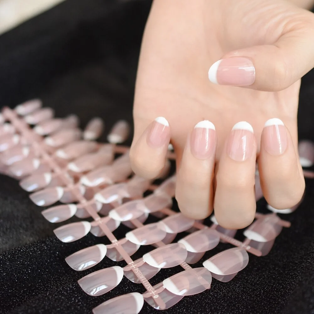 1 lot 10 Kits Clear Matte Manicure Tips Glossy French Nail Tip Transparent 24 Nails Kit Faux Ongles DIY Medium Tips-Nail Inspo