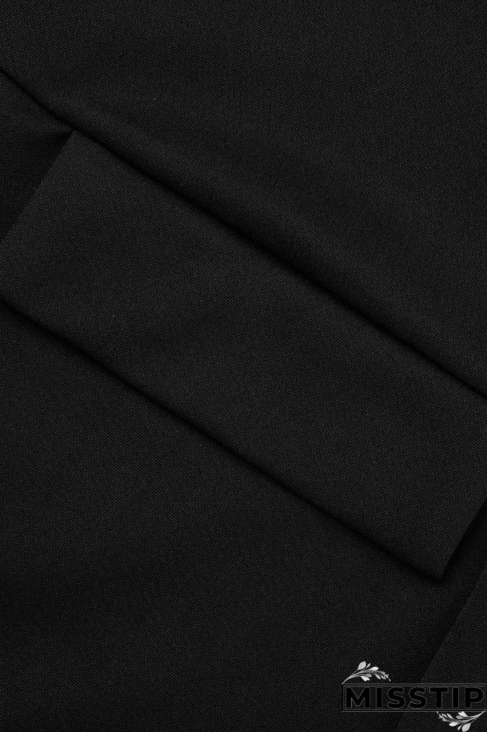 Black Fashion Casual Solid Patchwork Cardigan Turn-back Collar Outerwear