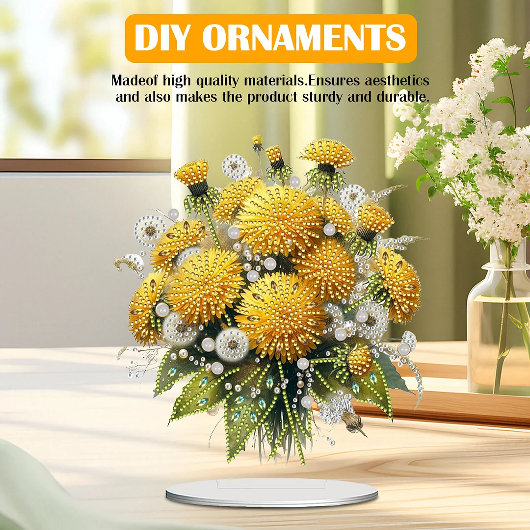 2D Flat Dandelion DIY Desktop Diamond Art Kits Bedroom Table Decoration