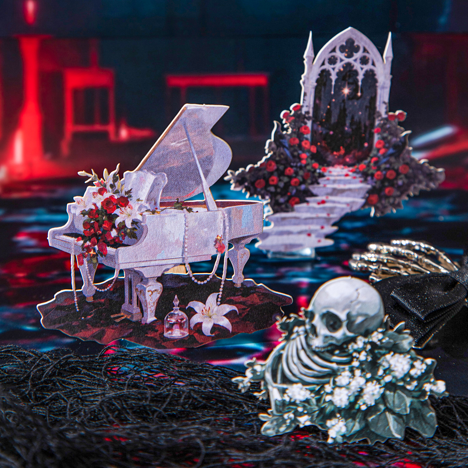 소재 종이 - 고딕 뱅쿠르트 시리즈 빈티지 다크 플라워 캐슬 캐릭터