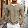 Men's Vintage Waffle Crew Neck Fake Two-Piece Long Sleeve T-shirt by Inlyline