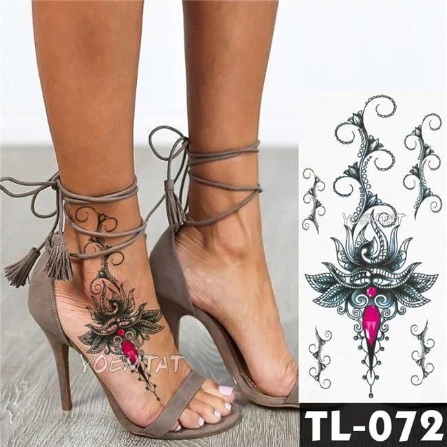 Water Transfer Dark Splash Ink Realistic Roses Temporary Tattoo Sticker Arm Leg Back Pattern Body Art Waterproof Fake Tattoo 515