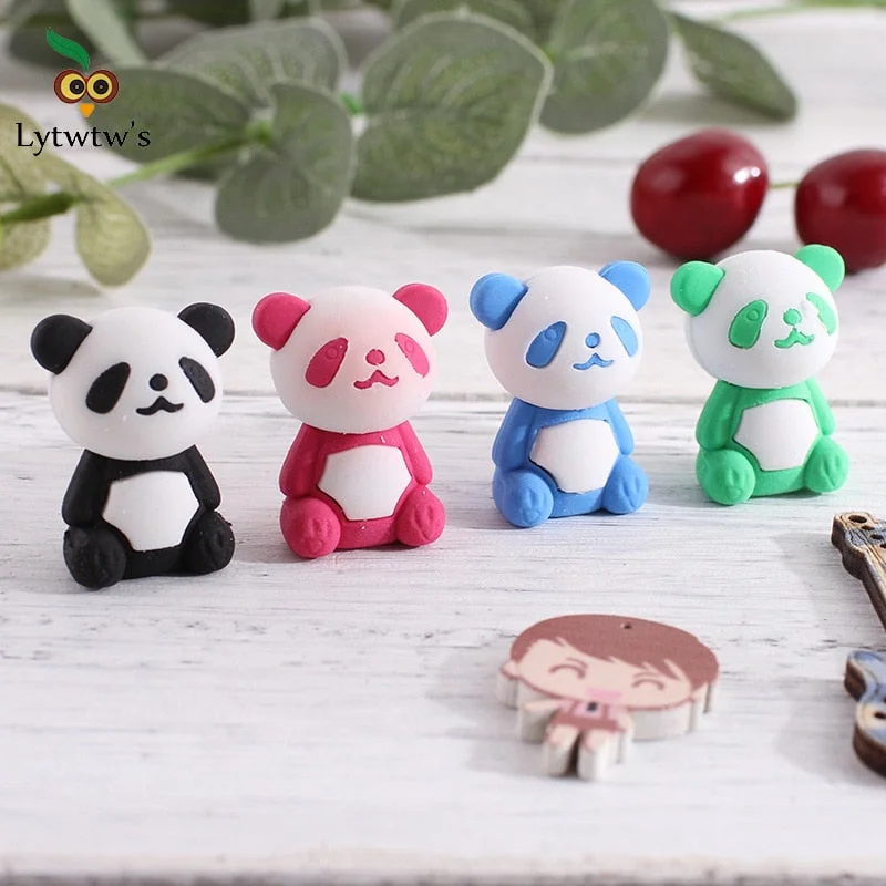 1 Pcs Cute Kawaii Cartoon Panda Rubber Pencil Eraser Kids Novelty School Office Stationery Supply Pretty Sweet Lovely Animal