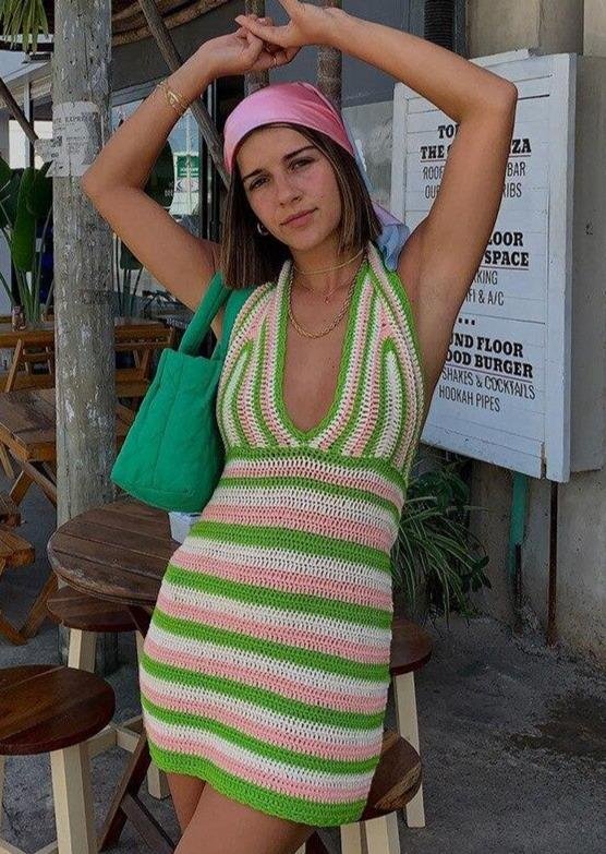 Knit Crochet Halter Dress August Lemonade August Lemonade