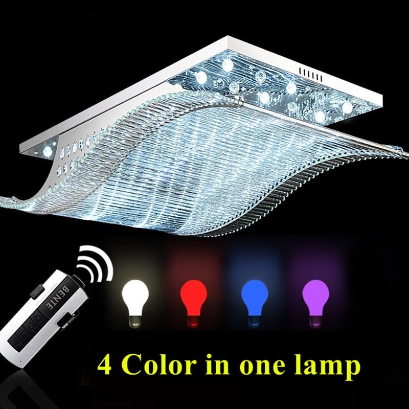 Modern Remote Control LED K9 Crystal Chandelier Lights For Livingroom Bedroom Lighting Stainless Smooth Sailing Ceiling Fixtures