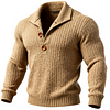 Men's Classic Stockinette Beige Knitted Button-Up Sweater by Inlyline