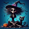 Diamond Painting -DIY Full Square Drill Halloween Skeleton Witch(35x35cm)