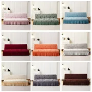 Mymmirical Jacquard Armless Sofa Bed Cover Elastic Cheap Couch Covers for Living Room Washable Removable Slipcovers Folding Settee Case