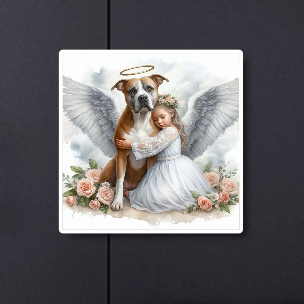 Full Round Diamond Painting 30*30cm - Angel Dog And Baby