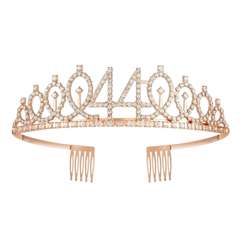 Women’s IG Style Shiny Number Crown Alloy Hollow Out Inlay Rhinestones Crown