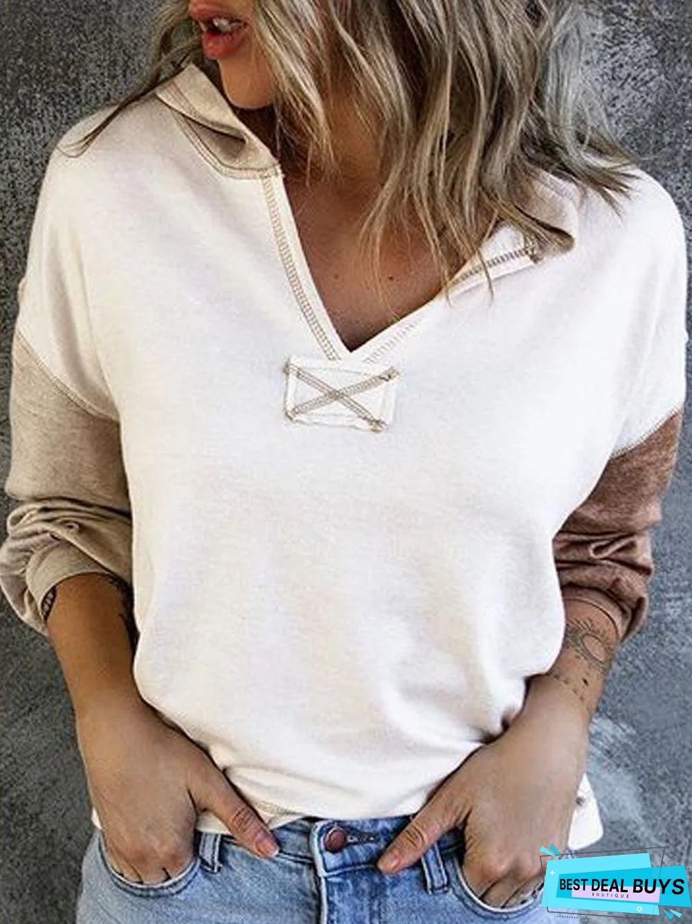 Casual Cotton-Blend Long Sleeve Sweatshirt