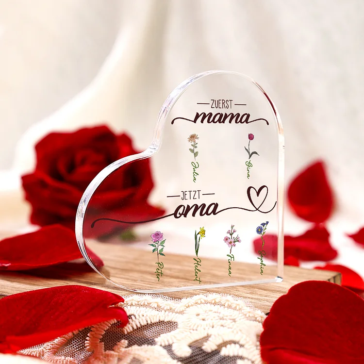 Kettenmachen Personalisierte 2-5 Namen Blume Acryl-Deko Schreibtischdekoration für Mutter/Großmutter