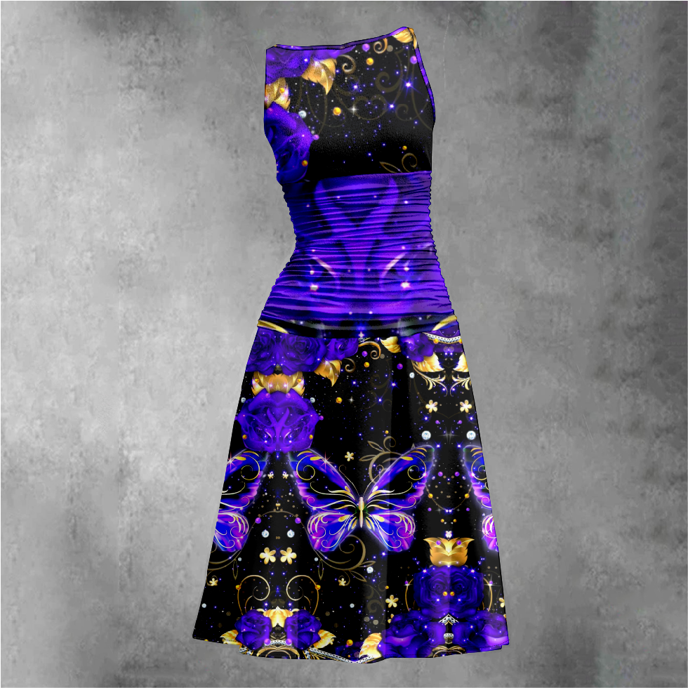 Women's Retro Butterfly Printed Maxi Dress