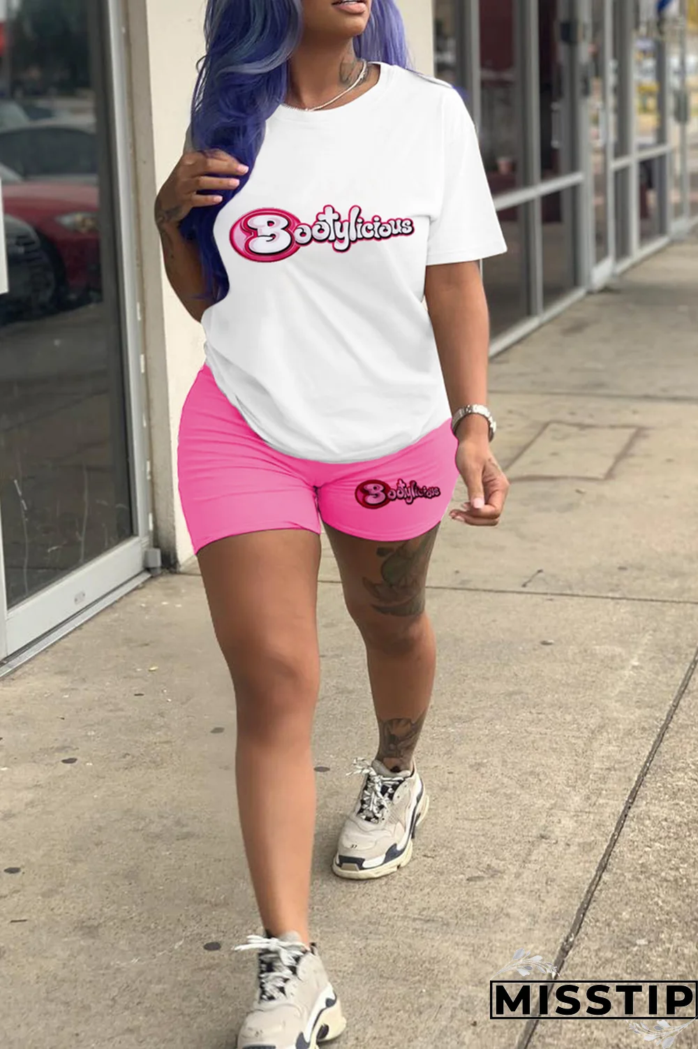 Black Gold Casual Print Patchwork O Neck Short Sleeve Two Pieces