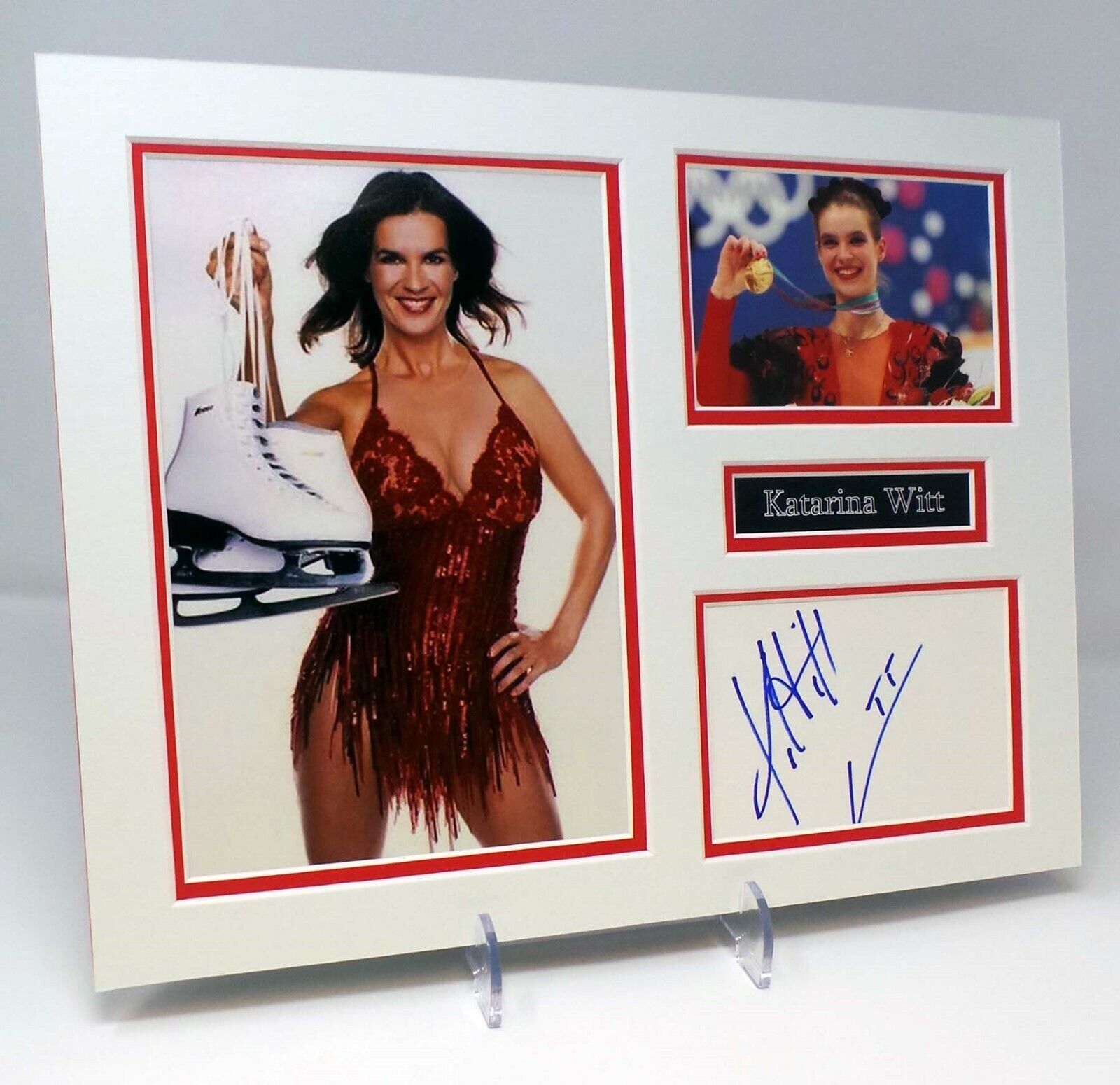 Katarina Witt Signed Mounted Photo Poster painting Display AFTAL COA German Figure Skater