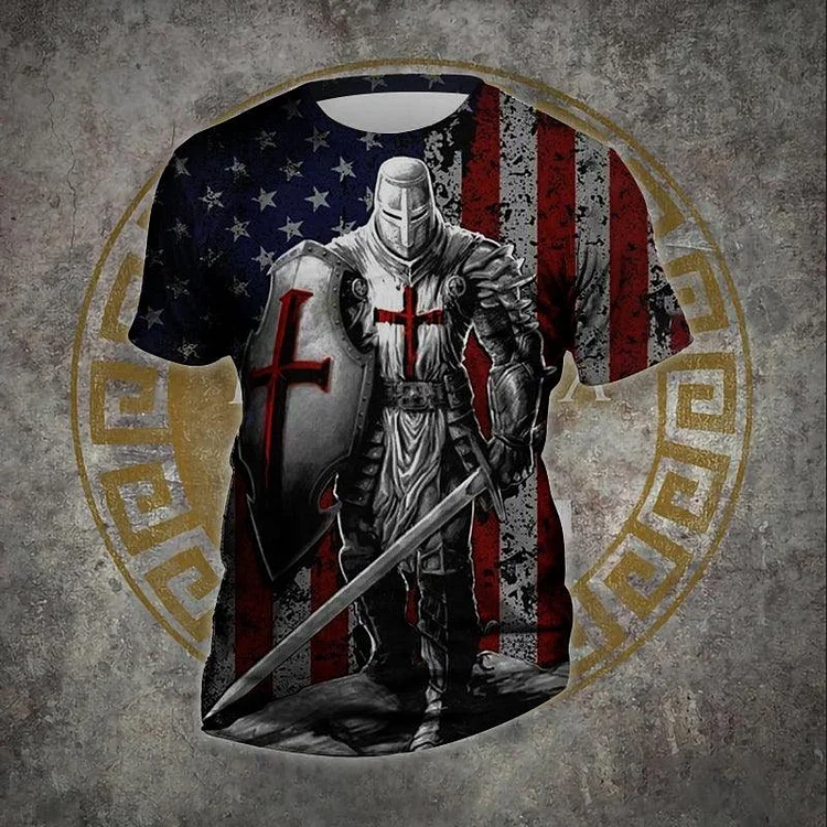Men's Outdoor Knights Templar Print Short Sleeve T-Shirt