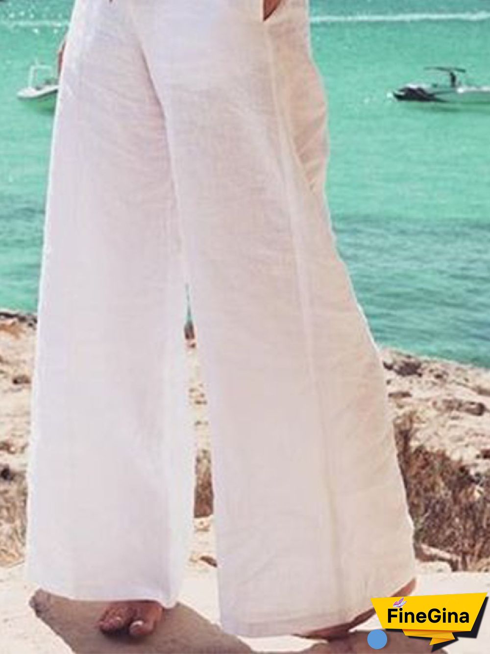 Casual Solid Cotton Pocket Loosen Pants