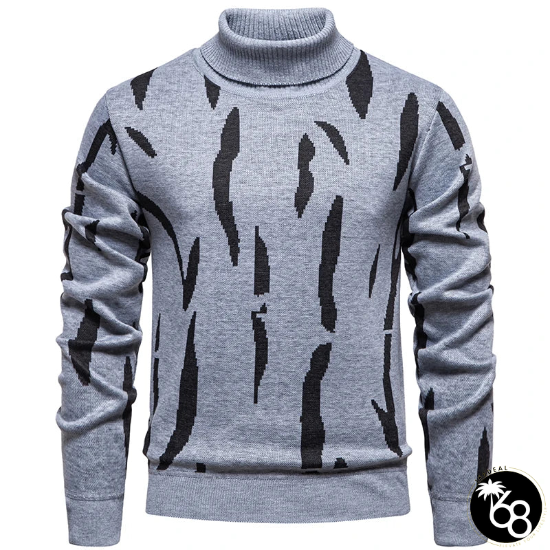 Men's Polyester Turtleneck Full Sleeves Knitted Pattern Sweater | 168DEAL