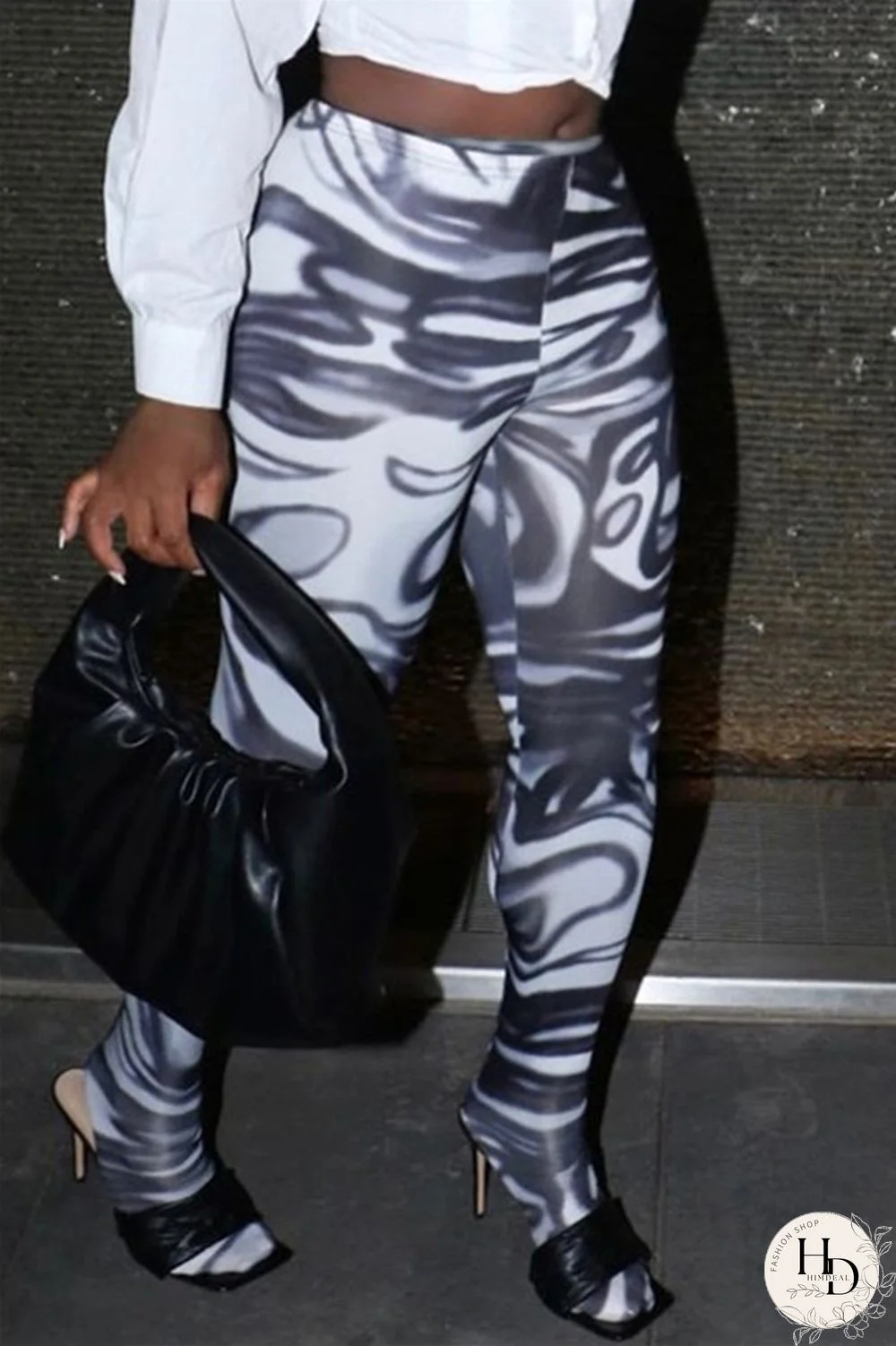 Red Fashion Casual Print Basic Skinny High Waist Pencil Trousers