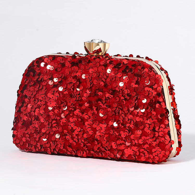 Dinner Red Sequin Sparkly Clutch Bag  Flycurvy [product_label]