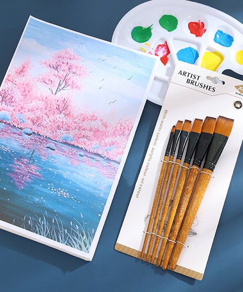 6 Pcs Paint Brush Set for Acrylic Watercolor Gouache