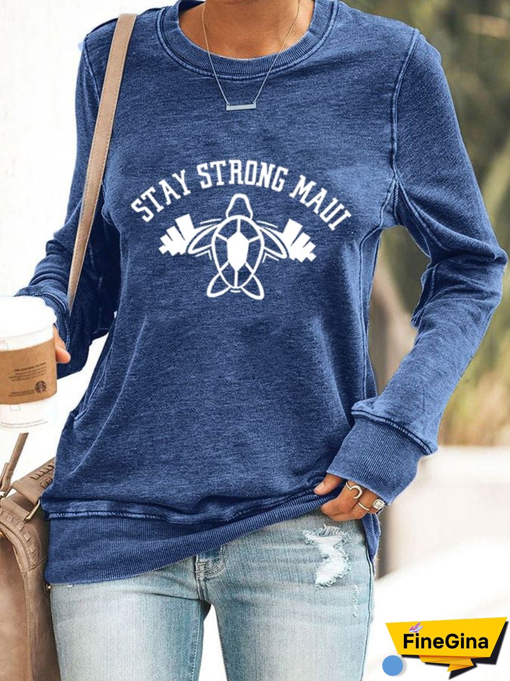 Women's Stay Strong Maui Honu Print Sweatshirt