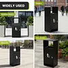 [US Local Warehouse] Commercial Outdoor Trash Can Decorative Trash Container with Lid for Park Garden
