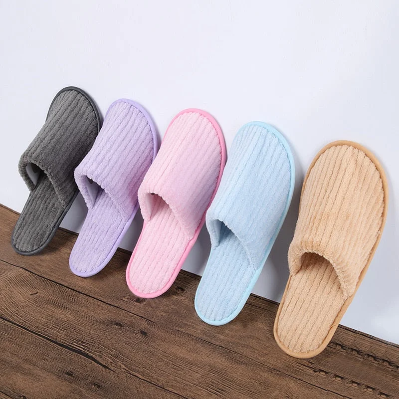 5 Pairs Winter Slippers Men Women  Hotel Disposable Slides Home Travel Sandals Hospitality Footwear One Size on Sale