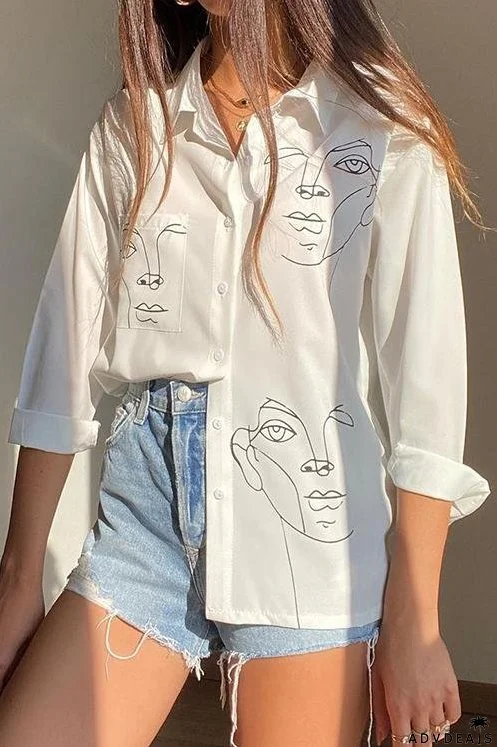 Face Print Loose Shirt