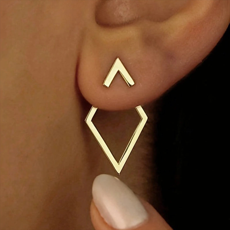 1 Pair Glam Luxurious Lady Rhombus 304 Stainless Steel 18K Gold Plated Ear Studs