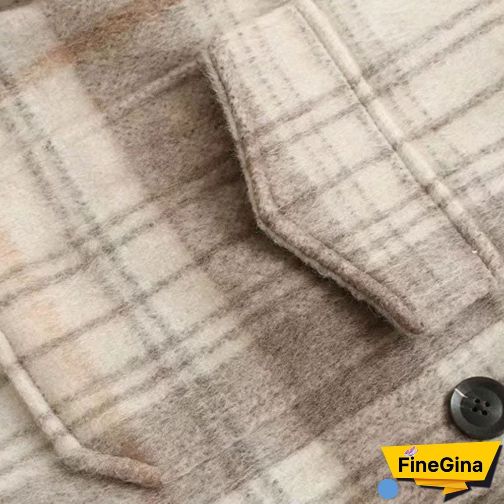 Dyed Pocket Overshirt Check Wool Blend Shirt Jacket