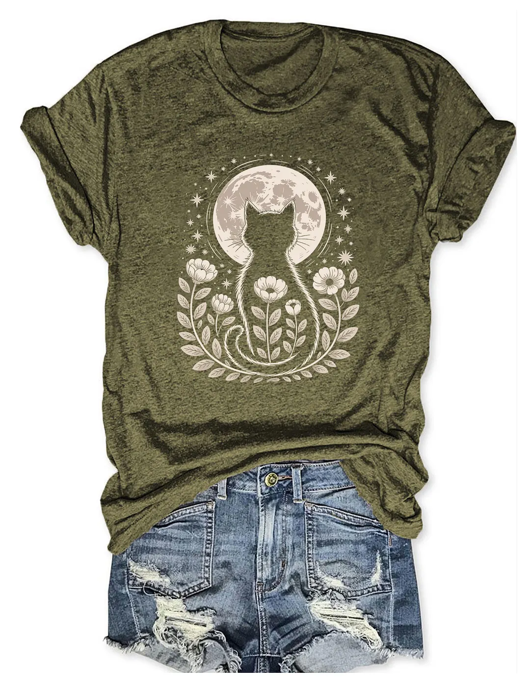 Halloween Mystic Moon Cat T-shirt