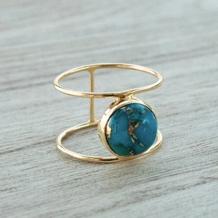 Natural Turquoise Gold Ring | 168DEAL
