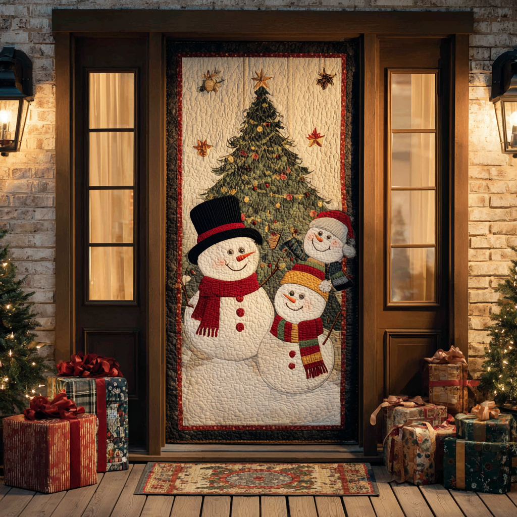 Happy Snowman Quilted Door Cover NCU0DK10932
